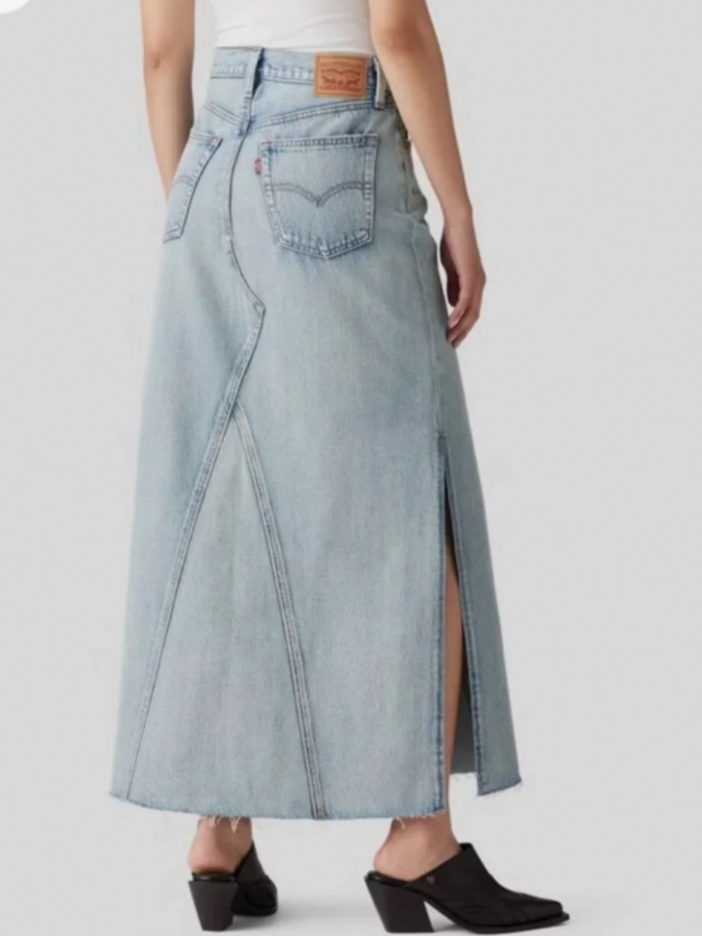 Levi's Light Blue Denim Maxi Skirt with Side Slit size 24